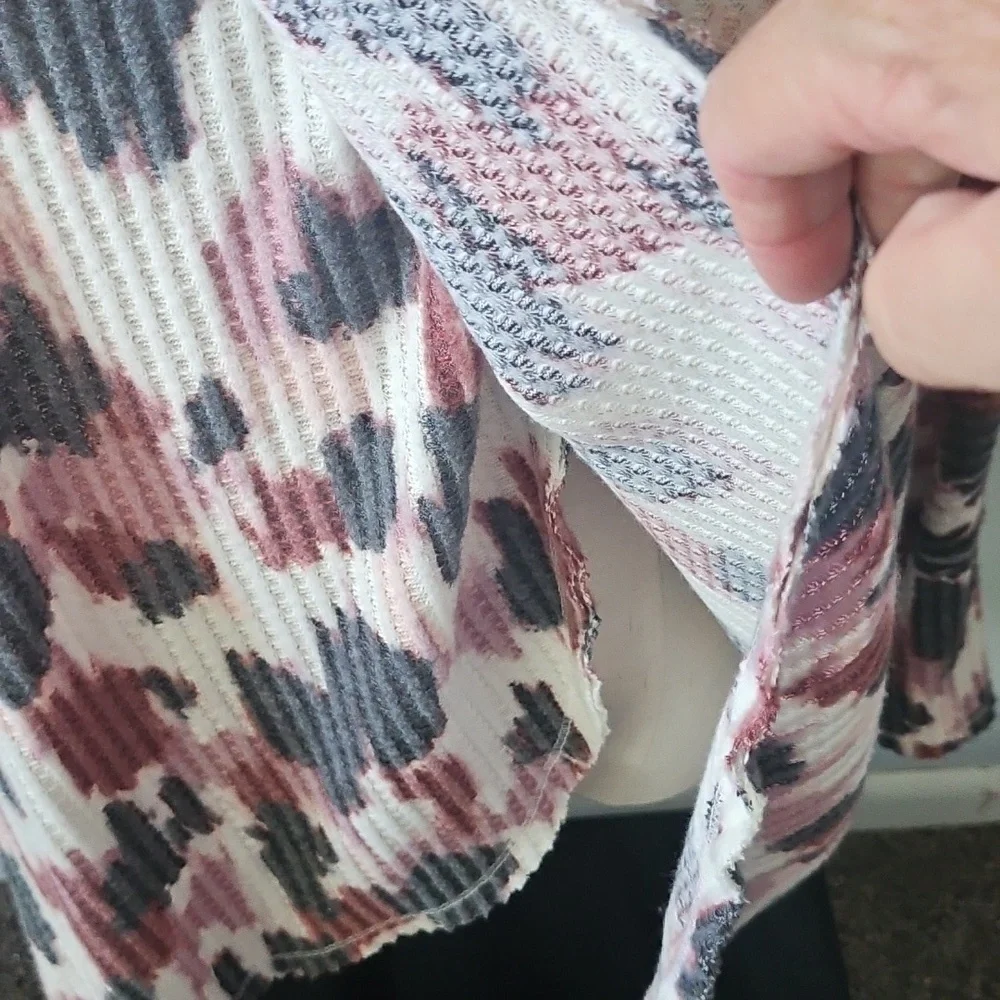 LuLaRoe Kristen Maroon, Pink, and Black Print Cowl Neck Blouse